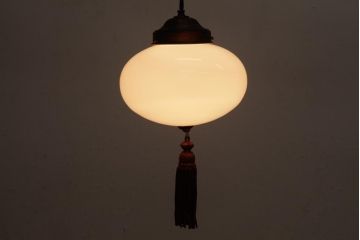 アンティーク照明　タッセル(飾り房)付き　シンプルなフォルムが素敵な天井照明(吊り下げ照明、ペンダントライト)(R-036977)