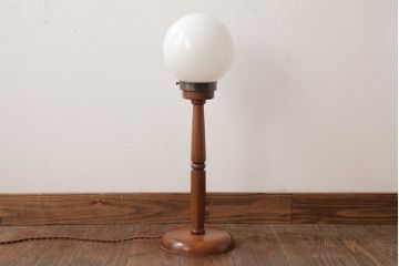 アンティーク照明　木製支柱とつまみがおしゃれなスタンドライト(照明、フロアスタンド)(R-036980)
