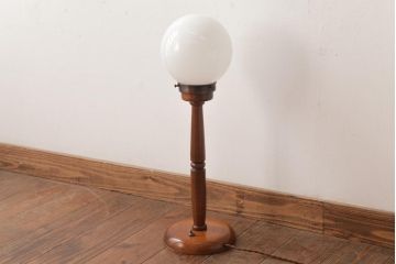 アンティーク照明　木製支柱とつまみがおしゃれなスタンドライト(照明、フロアスタンド)(R-036980)