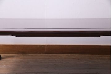 中古　国産高級品　唐木指物　井上昇山作　漆塗り　花梨材　格式の高い空間を演出する座卓(ローテーブル、カリン材)(定価約50万円)(R-036981)