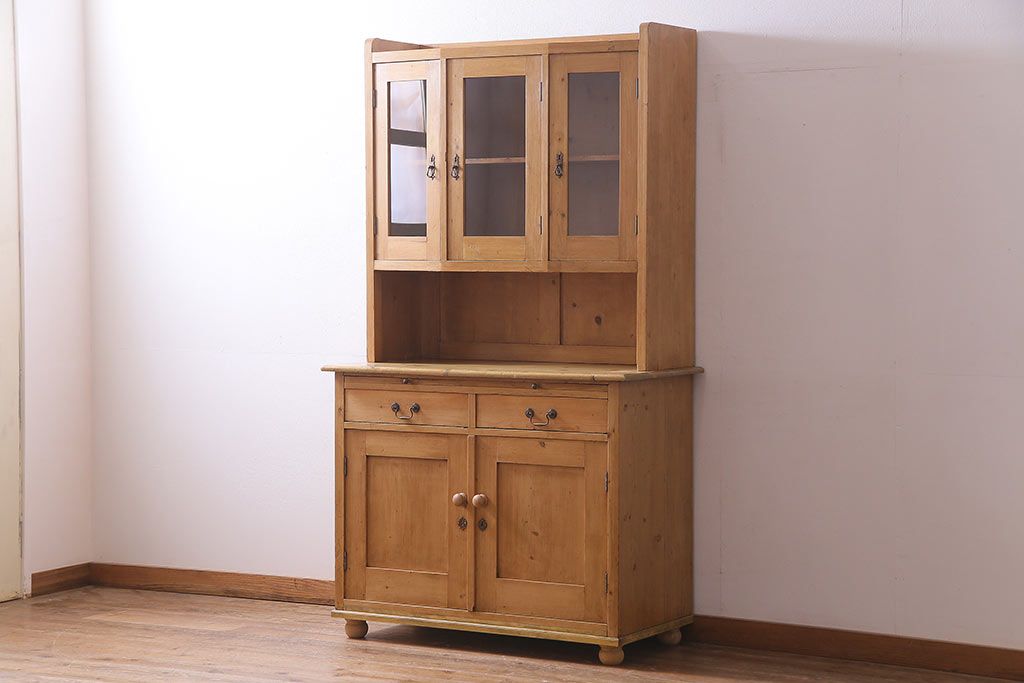 アンティーク家具 フランスアンティーク パイン材 キッチンキャビネット(収納棚、食器棚)(R-036982)