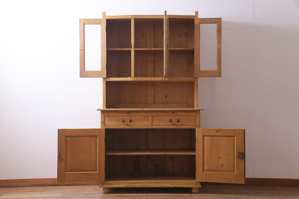 アンティーク家具 フランスアンティーク パイン材 キッチンキャビネット(収納棚、食器棚)(R-036982)