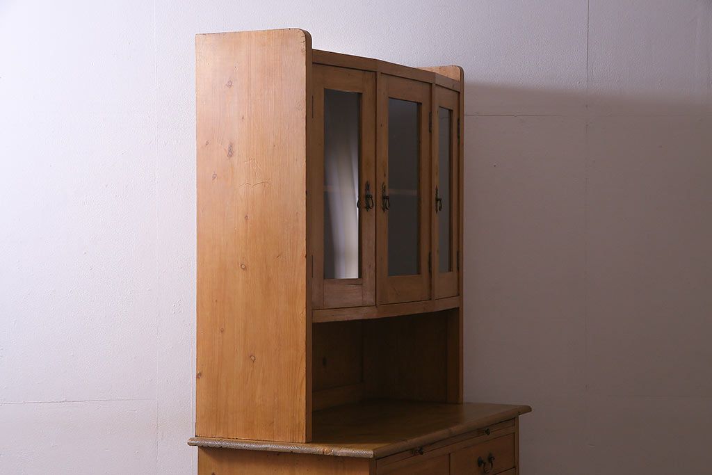 アンティーク家具 フランスアンティーク パイン材 キッチンキャビネット(収納棚、食器棚)(R-036982)