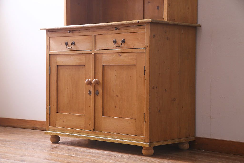アンティーク家具 フランスアンティーク パイン材 キッチンキャビネット(収納棚、食器棚)(R-036982)