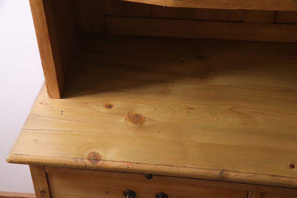 アンティーク家具 フランスアンティーク パイン材 キッチンキャビネット(収納棚、食器棚)(R-036982)