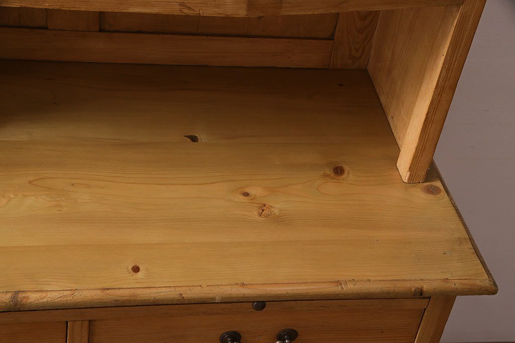 アンティーク家具 フランスアンティーク パイン材 キッチンキャビネット(収納棚、食器棚)(R-036982)