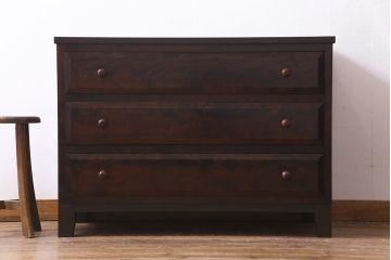 中古　当店リメイク　松本民芸家具　シンプルでシックなローボード(ローチェスト、引き出し)(R-036983)