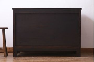 中古　当店リメイク　松本民芸家具　シンプルでシックなローボード(ローチェスト、引き出し)(R-036983)