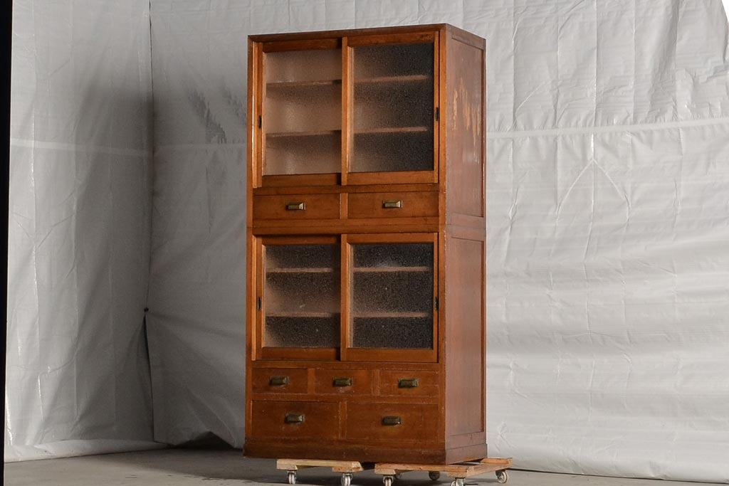 レトロ家具　ノスタルジックな重ねキャビネット(戸棚、収納棚)(R-036987)