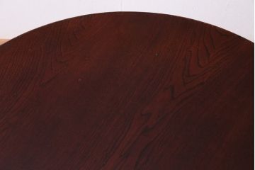 レトロ家具　昭和初期　脚付リメイク　天板栓材　赤みがかった艶がきれいな漆塗りの丸ちゃぶ台(ラウンドテーブル)(R-36993)