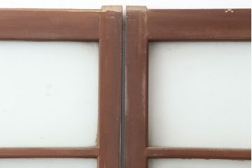 アンティーク建具　木製フレームのレトロなガラス戸2枚セット(建具、引き戸)(R-036997)