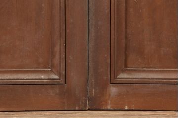 アンティーク建具　木製フレームのレトロなガラス戸2枚セット(建具、引き戸)(R-036997)