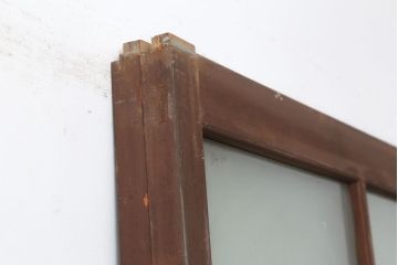 アンティーク建具　木製フレームのレトロなガラス戸2枚セット(建具、引き戸)(R-036997)