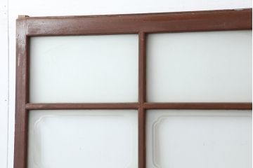 アンティーク建具　木製フレームのレトロなガラス戸2枚セット(建具、引き戸)(R-036997)
