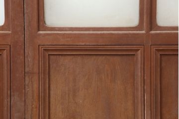 アンティーク建具　木製フレームのレトロなガラス戸2枚セット(建具、引き戸)(R-036997)