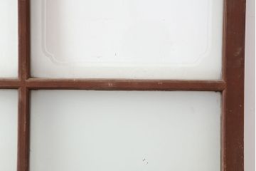 アンティーク建具　木製フレームのレトロなガラス戸2枚セット(建具、引き戸)(R-036997)