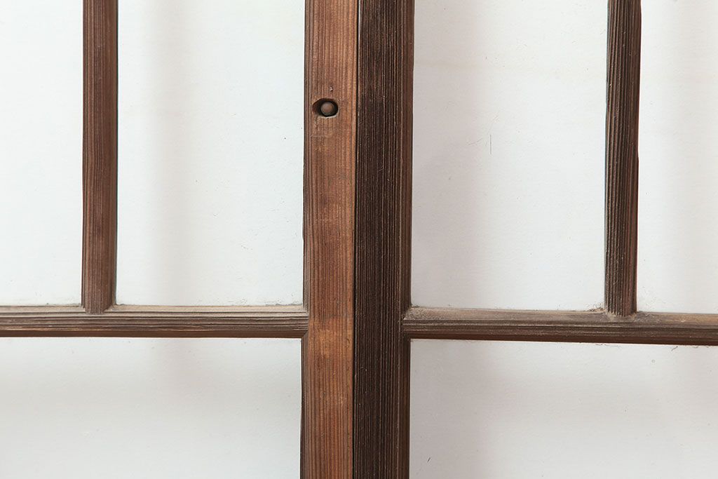 アンティーク建具　レトロな木製ガラス戸4枚セット(引き戸)(R-036998)