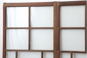 アンティーク建具　レトロな木製ガラス戸4枚セット(引き戸)(R-036998)