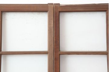 アンティーク建具　レトロな木製ガラス戸4枚セット(引き戸)(R-036998)