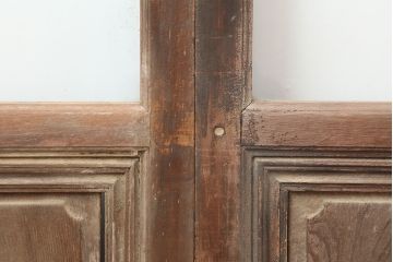 アンティーク建具　大正昭和初期　腰板ケヤキ材　ノスタルジックな雰囲気漂うガラス戸4枚セット(引き戸、建具)(R-037002)