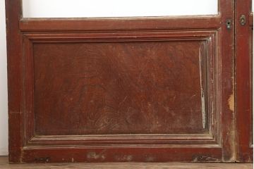 アンティーク建具　大正昭和初期　腰板ケヤキ材　ノスタルジックな雰囲気漂うガラス戸4枚セット(引き戸、建具)(R-037002)