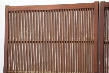 アンティーク建具　腰板ケヤキ材　裏障子付き!上品な和の空間づくりにおすすめな格子戸4枚セット(建具、引き戸)(R-037003)