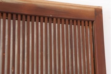 アンティーク建具　腰板ケヤキ材　裏障子付き!上品な和の空間づくりにおすすめな格子戸4枚セット(建具、引き戸)(R-037003)