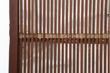 アンティーク建具　腰板ケヤキ材　裏障子付き!上品な和の空間づくりにおすすめな格子戸4枚セット(建具、引き戸)(R-037003)
