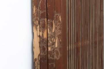 アンティーク建具　腰板ケヤキ材　裏障子付き!上品な和の空間づくりにおすすめな格子戸4枚セット(建具、引き戸)(R-037003)