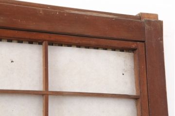 アンティーク建具　腰板ケヤキ材　裏障子付き!上品な和の空間づくりにおすすめな格子戸4枚セット(建具、引き戸)(R-037003)