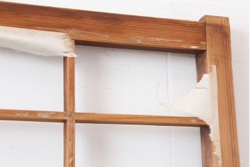 アンティーク建具　昭和初期　シンプルな木製フレームの障子戸3枚セット(建具、引き戸)(R-037004)