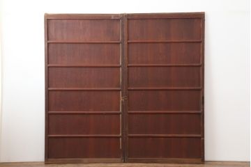 アンティーク建具　木味を楽しめる板戸2枚セット(引き戸、建具、舞良戸)(R-037005)