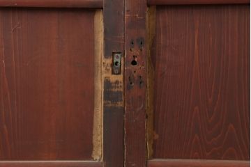 アンティーク建具　木味を楽しめる板戸2枚セット(引き戸、建具、舞良戸)(R-037005)