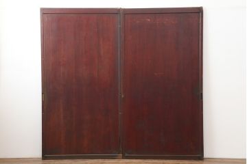 アンティーク建具　木味を楽しめる板戸2枚セット(引き戸、建具、舞良戸)(R-037005)