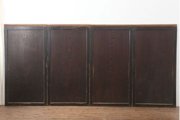 アンティーク建具　杉材一枚板　シンプルな板戸4枚セット(帯戸、引き戸)(R-037006)