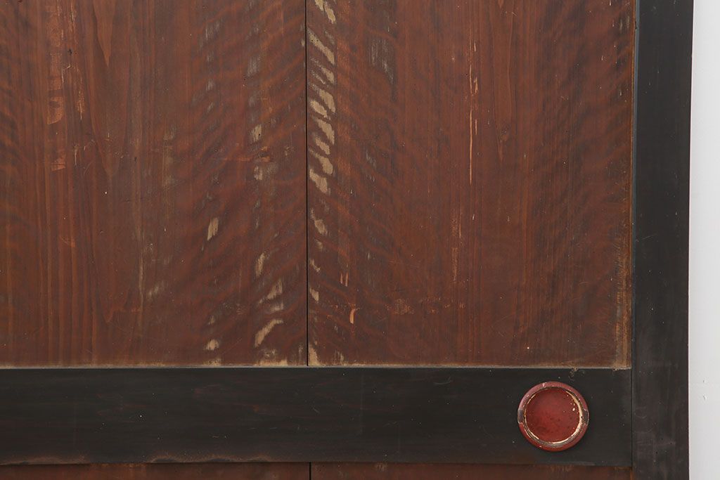 アンティーク建具　黒い木枠がモダンな板戸4枚セット(帯戸、引き戸)(R-037007)