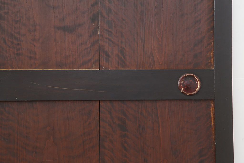 アンティーク建具　黒い木枠がモダンな板戸4枚セット(帯戸、引き戸)(R-037007)