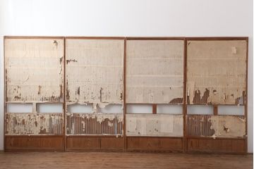 アンティーク建具　大正昭和初期　和の空間づくりにおすすめな格子戸4枚セット(建具、引き戸)(R-037010)