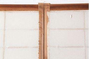アンティーク建具　昭和初期　横額　木目が目を引く障子戸4枚セット(引き戸、ガラス帯戸)(R-037012)