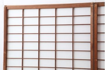 アンティーク建具　昭和初期　浮造りのような木目が目を引く障子戸2枚セット(建具、引き戸)(R-037013)