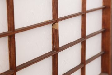 アンティーク建具　昭和初期　浮造りのような木目が目を引く障子戸2枚セット(建具、引き戸)(R-037013)