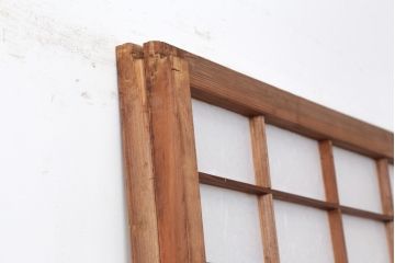 アンティーク建具　昭和初期　浮造りのような木目が目を引く障子戸2枚セット(建具、引き戸)(R-037013)