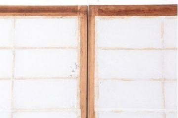 アンティーク建具　昭和初期　浮造りのような木目が目を引く障子戸2枚セット(建具、引き戸)(R-037013)