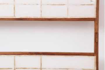 アンティーク建具　昭和初期　浮造りのような木目が目を引く障子戸2枚セット(建具、引き戸)(R-037013)