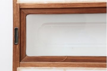 アンティーク建具　昭和初期　浮造りのような木目が目を引く障子戸2枚セット(建具、引き戸)(R-037013)