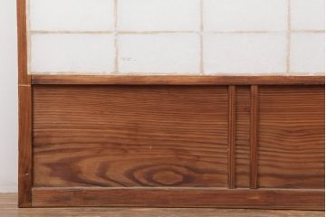 アンティーク建具　昭和初期　浮造りのような木目が目を引く障子戸2枚セット(建具、引き戸)(R-037013)