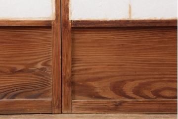 アンティーク建具　昭和初期　浮造りのような木目が目を引く障子戸2枚セット(建具、引き戸)(R-037013)