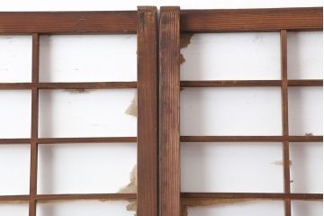 アンティーク建具　昭和初期　シンプルな障子戸3枚セット(ガラス帯戸、引き戸)(R-037014)
