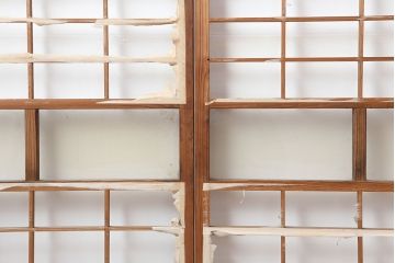 アンティーク建具　昭和初期　シンプルな障子戸3枚セット(ガラス帯戸、引き戸)(R-037014)