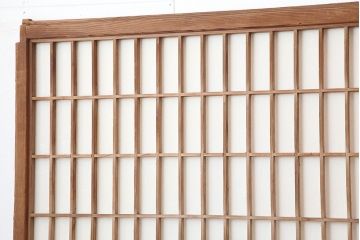 アンティーク建具　和製アンティーク　昭和初期　木味が魅力の縦額入り障子戸4枚セット(引き戸、建具)(R-037015)